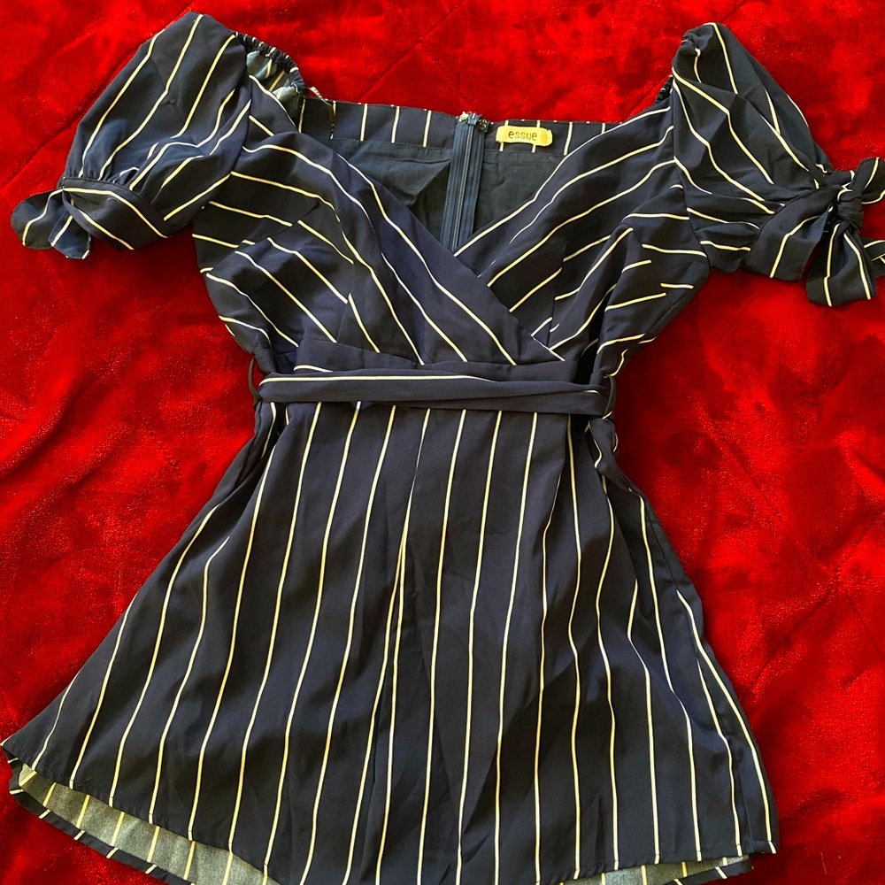 Blue/white strips romper